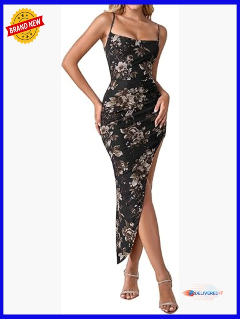 Satin Midi Dress Backless Lace Up Bodycon High Slit Cocktail Club